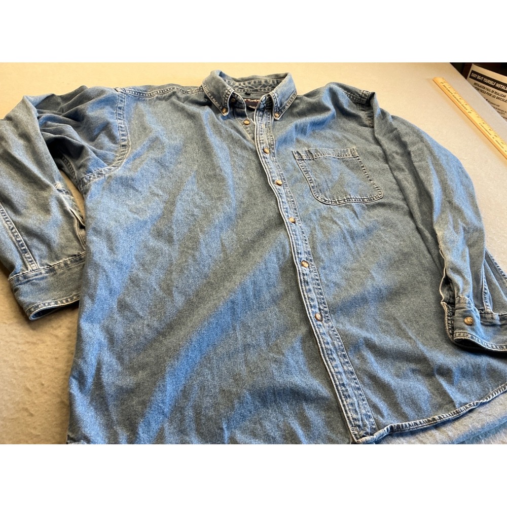 Swingster Vintage IBM Denim Button Down Shirt Blue Long Sleeve XL Tech Corporate